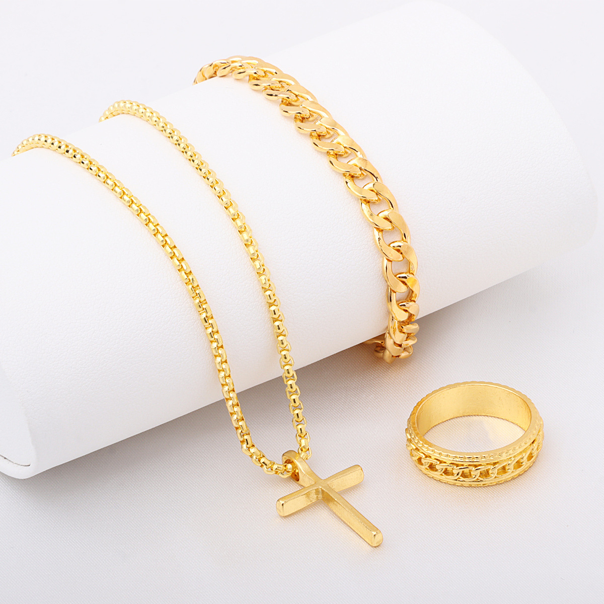 2025 Cross-Border Hot-Selling New Cast Cross Pendant Necklace Trendy Men's Hip-Hop Style Bracelet Retro Jewelry