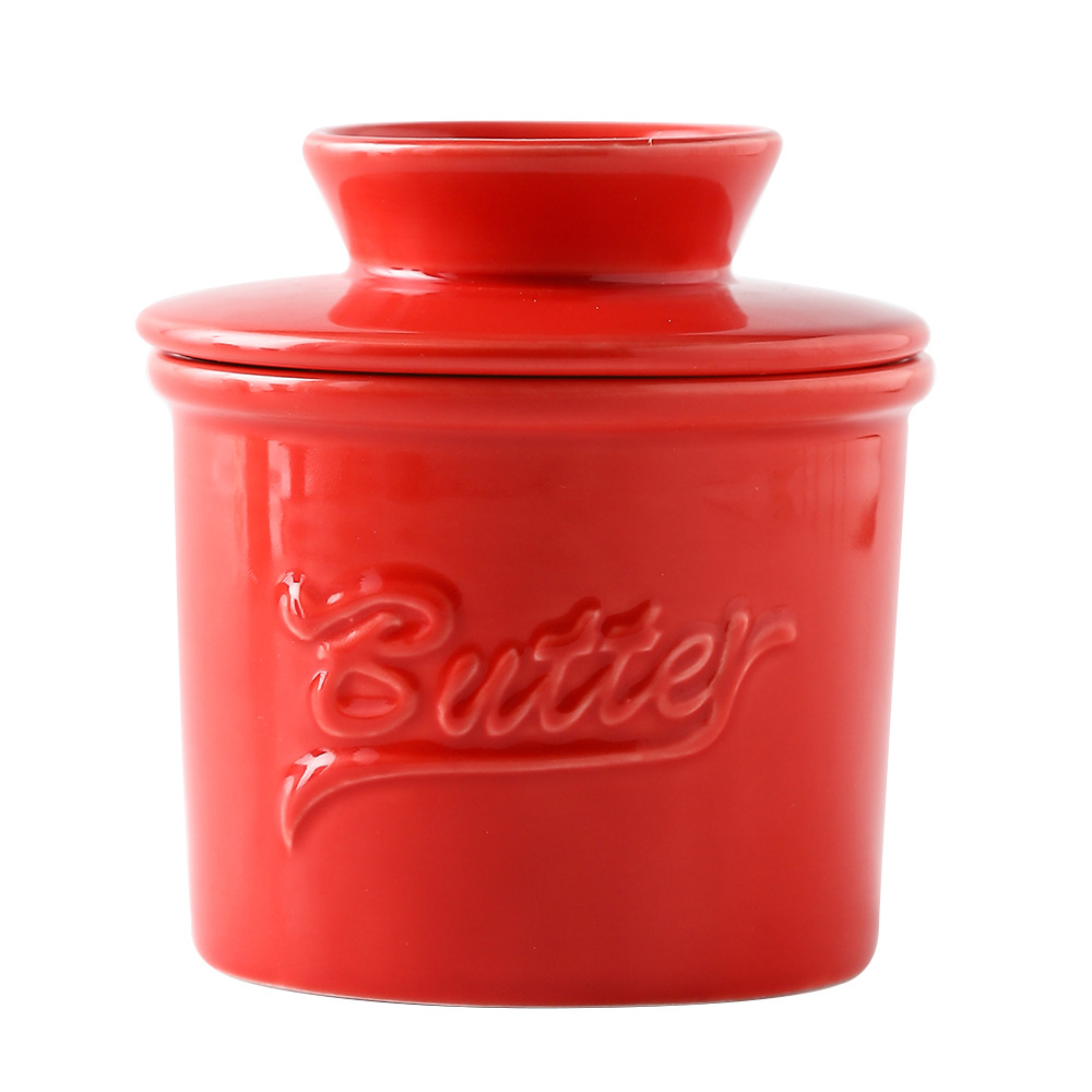Cross-border Ceramic Butter Pot Foreign Trade Butter Tank Water Sealed Cheese Sealed Tank with Lid Creative Western-style Butter Box
