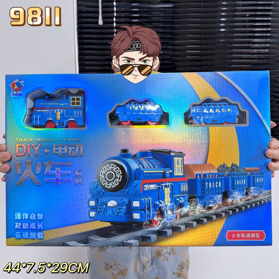 Boy Toy DIY Assembled Retro Steam Train Simulation Electric Track Music Train Train Gift Box Wholesale