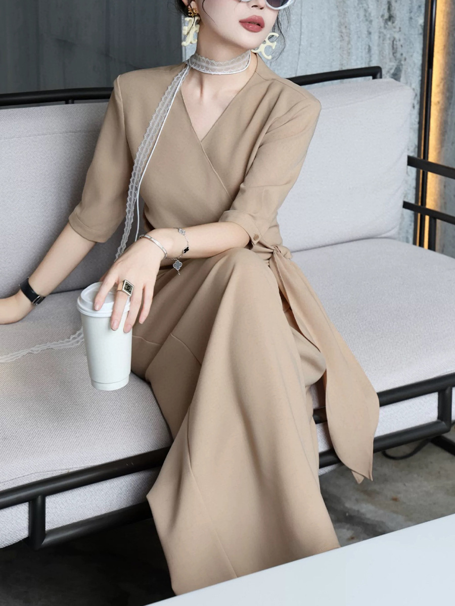 plus size women's summer new fashion suit women's chubby girl irregular waist strap wide leg pants two-piece 2590