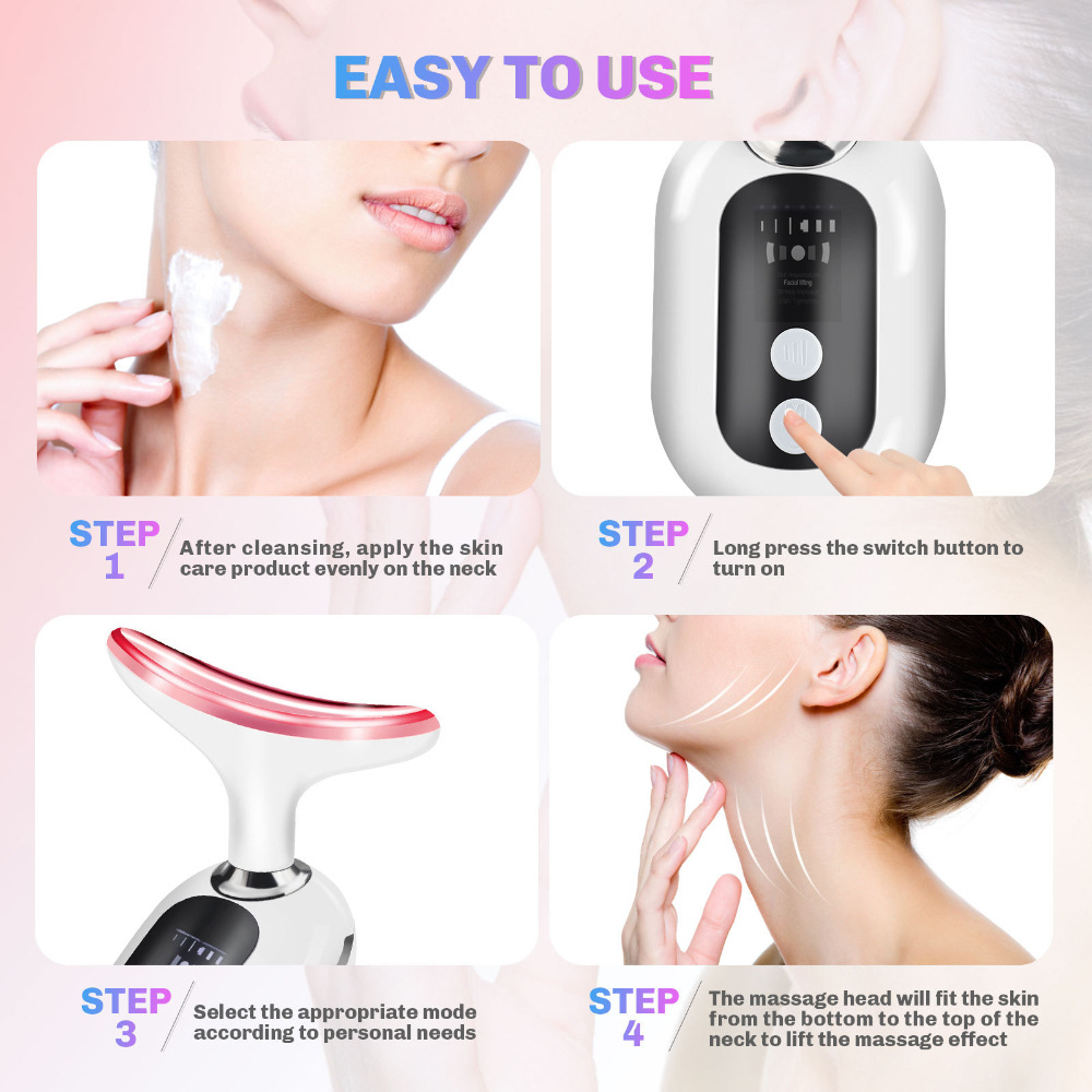 EMS Micro-current Current Lighting Multifunctional Face and Neck Massage Thermal Energy Vibration V-face Household Portable Skin Care Instrument