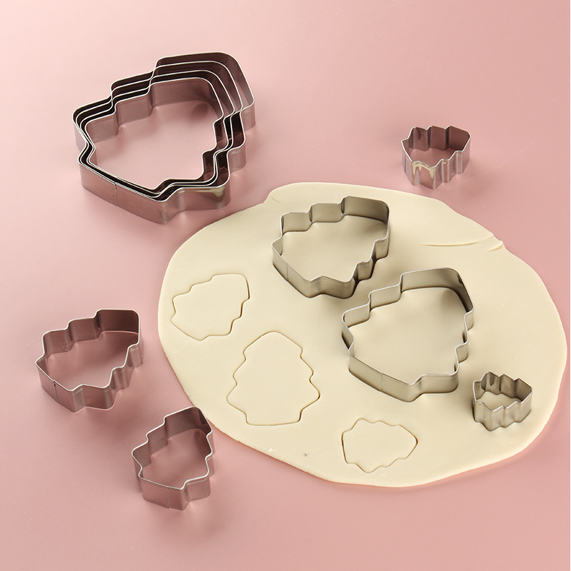 Cross-Border Exclusive Christmas Tree Six-Star Cookie Mold Set of Ten Pieces Cookie Cutter DIY Baking Mold