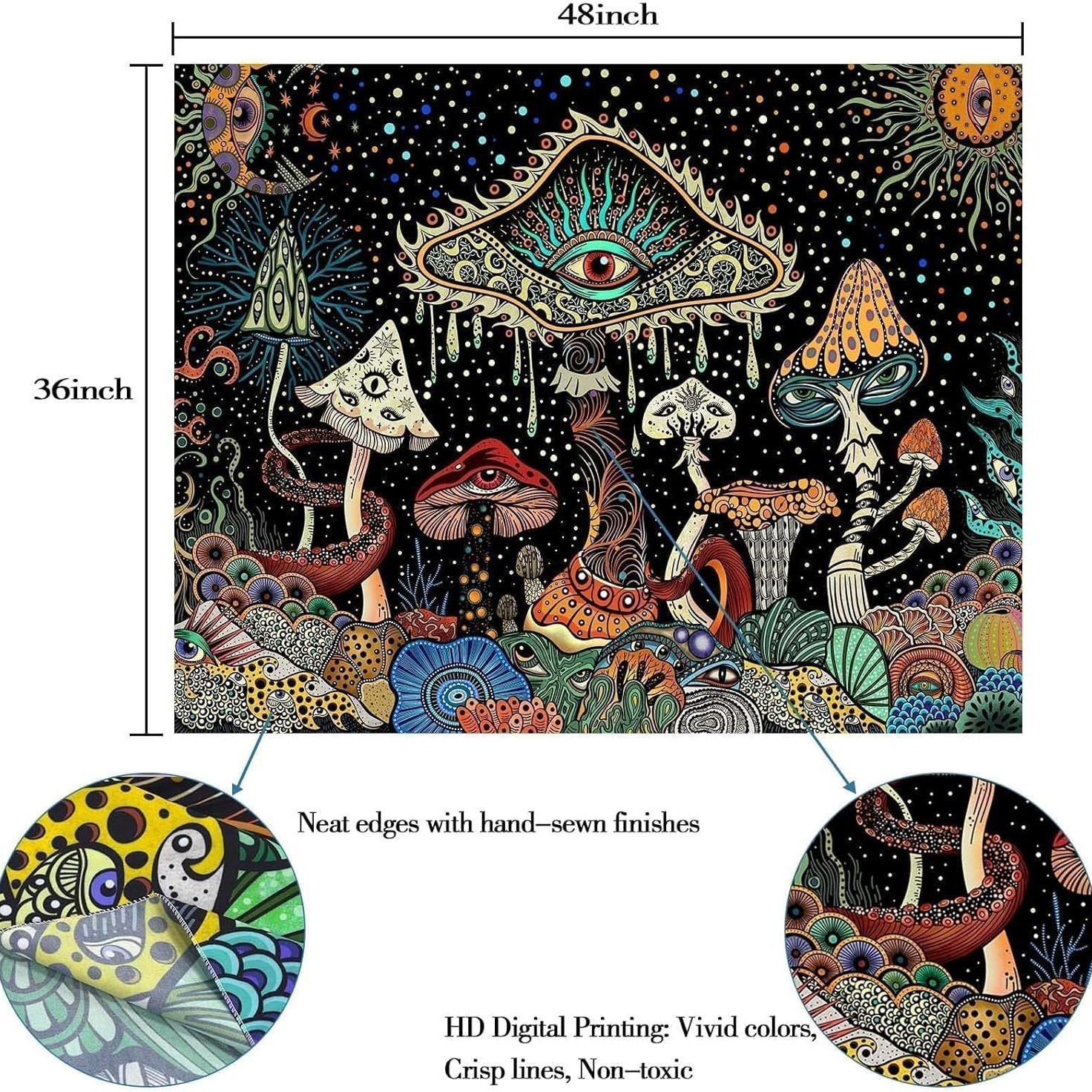 Cross-border tapestry explosions mushroom hanging cloth background hanging cloth live background wall decoration to figure printing source factory