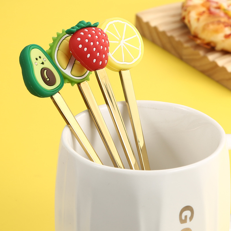 304 stainless steel cartoon tableware spoon Fork wholesale creative cute coffee mixing spoon fruit fork high color value gift