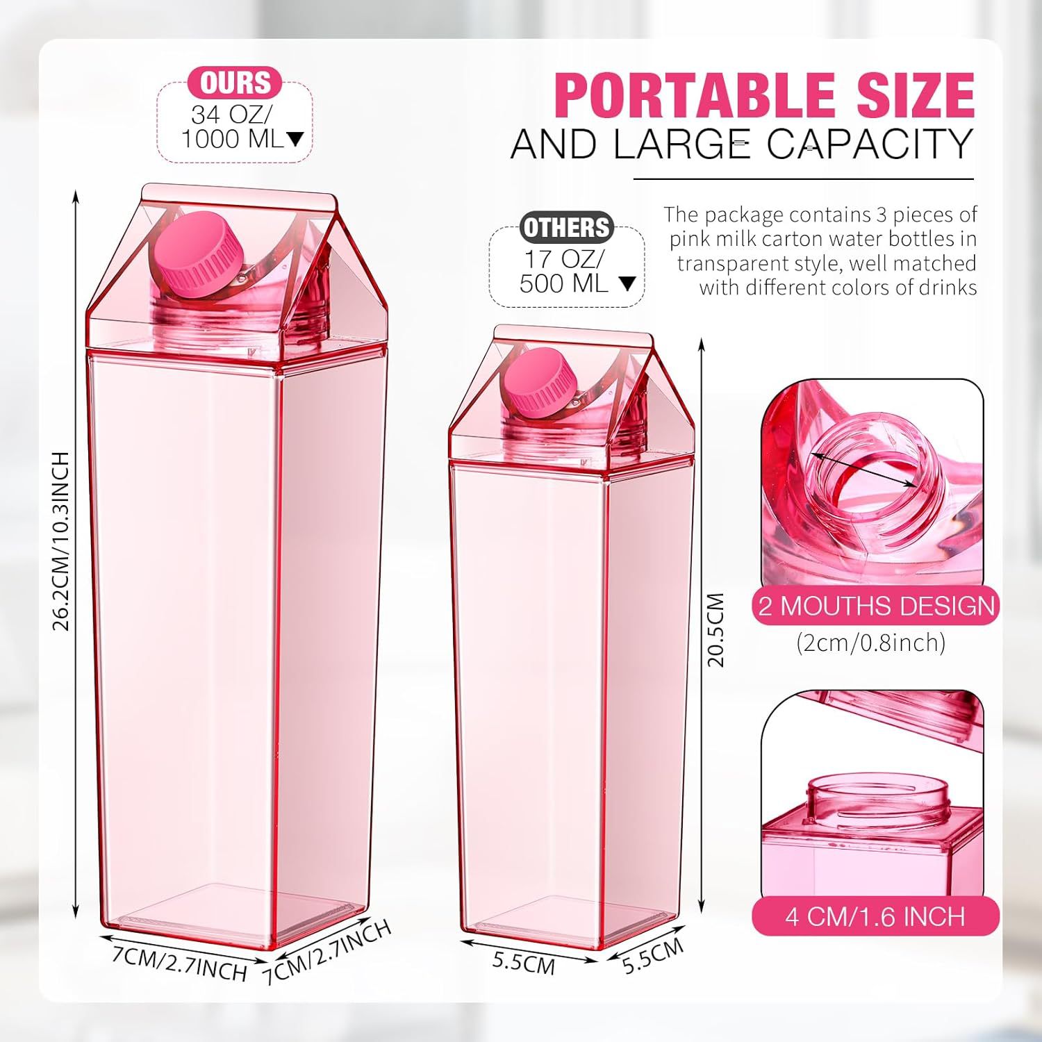 Cross-border hot square milk cup net red creative 500ML1000ML plastic milk cup in stock printing logo
