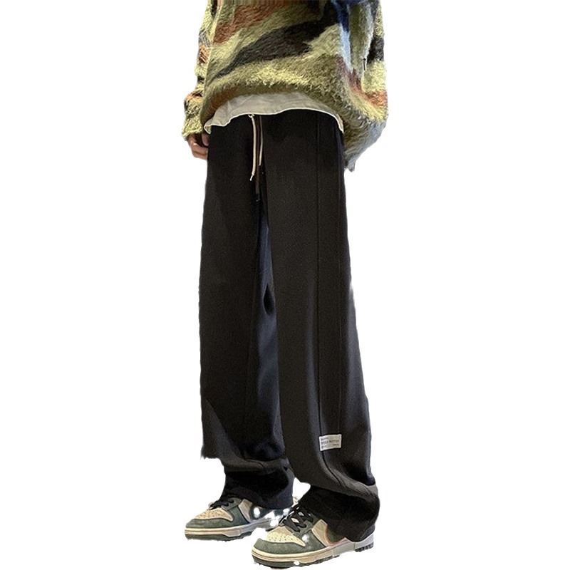 Hangting Pants Men's Spring and Summer Thin Trendy Brand Pants plus size Loose Straight Leg Wide Leg Sports Casual Pants