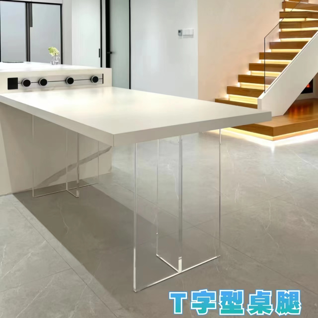 Transparent Acrylic Table Legs Dining Table Bracket Slate Island Support Legs Cylindrical Straight Desk Legs