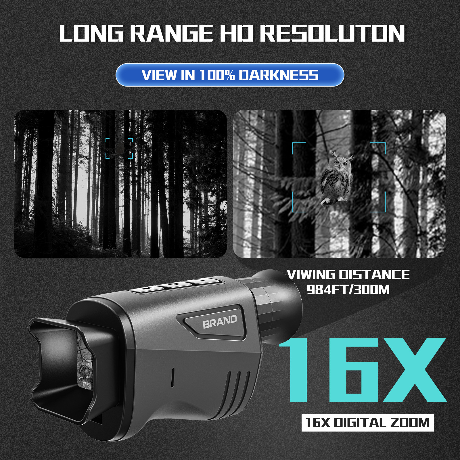 1080P Monocular Night Vision Handheld Outdoor Video Camera Dnv2000 for Camping Style Outdoor Observation Cross-Border