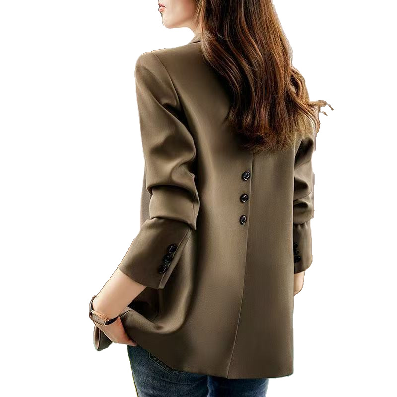 Korean Style Suit Jacket for Women 2025 Spring & Fall Elegant Back Slit Versatile Casual Small Suit Top This Year