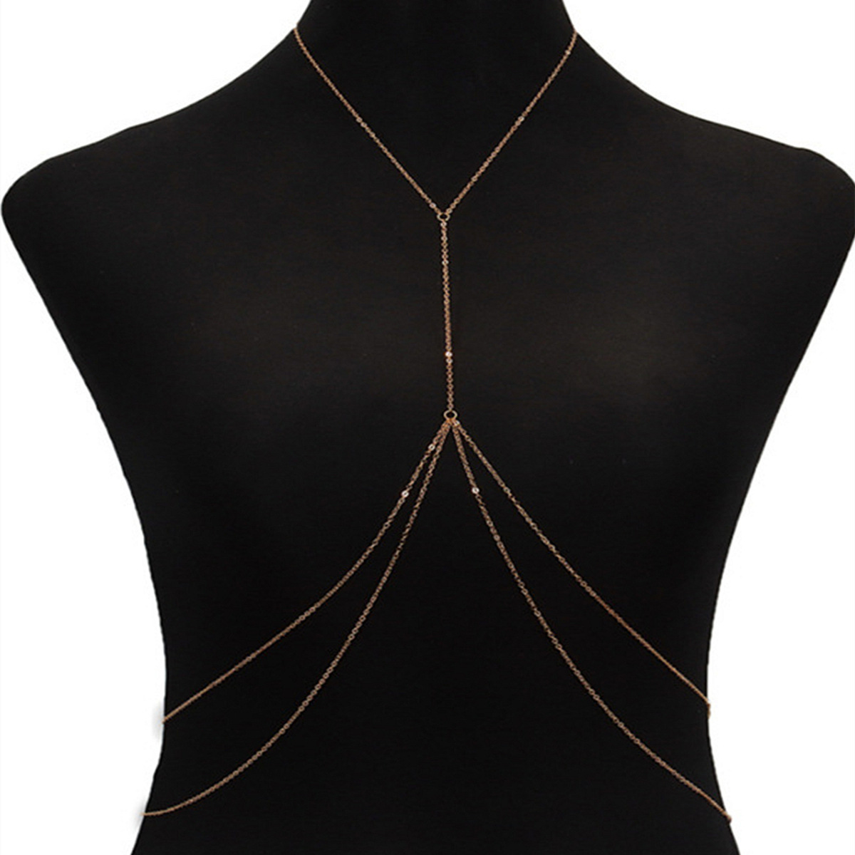 European and American women's accessories simple sexy tassel chest chain fashion alloy double body chain integrated chain