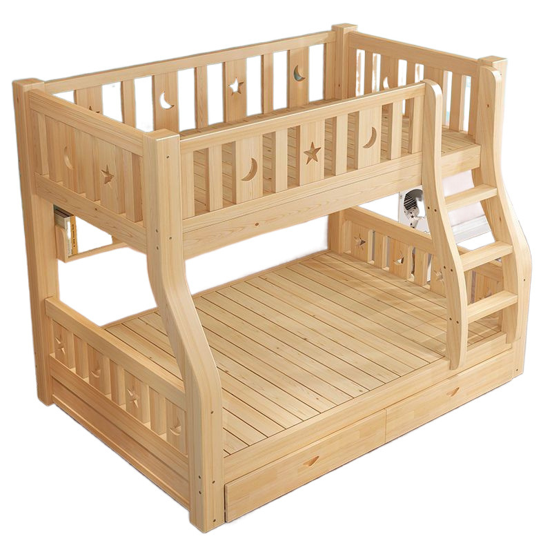 All Solid Wood Bunk Bed, Bunk Bed, Children's Adult Two-Story High and Low Bed, Bunk Bed, Double Bunk Bed