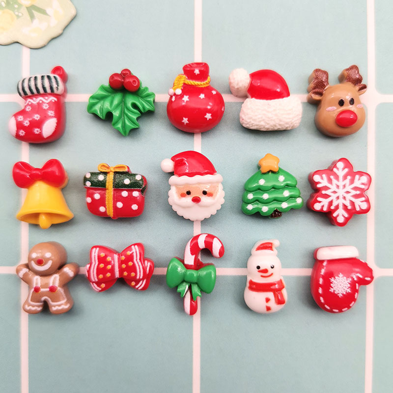 Маленькая мультяшная яркая рождественская шапка, аксессуары из смолы для телефона, заколка, арт-наклейка