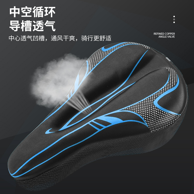 Bicycle Seat Cushion Cover Silicone Thickened Comfortable Soft Road Bike Bicycle Reflective Seat Cushion Cover Accessories Mountain Bike Seat Cover