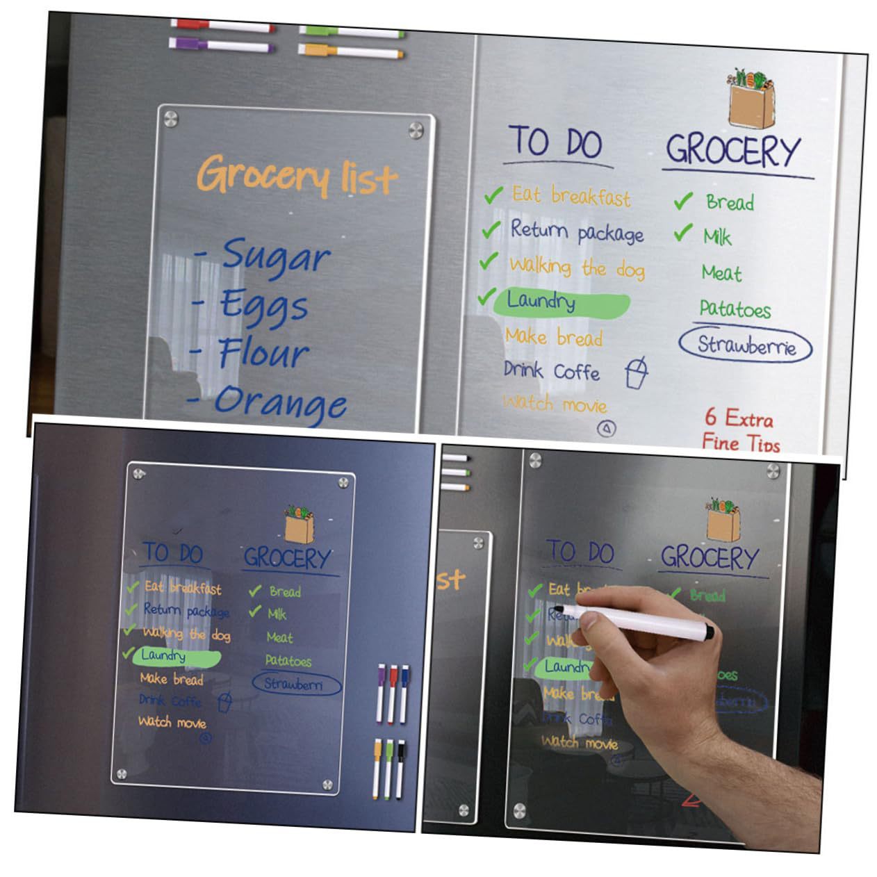 3D Stereo Magnetic Acrylic Refrigerator Sticker Handwriting Board Message Board Weekly Plan Monthly Plan Notebook Erasable Magnetic