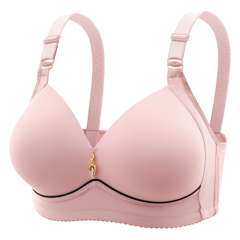 Foreign trade order plus size non-magnetic wireless push up breast adjustment type chubby girl underwear glossy four breasted bra