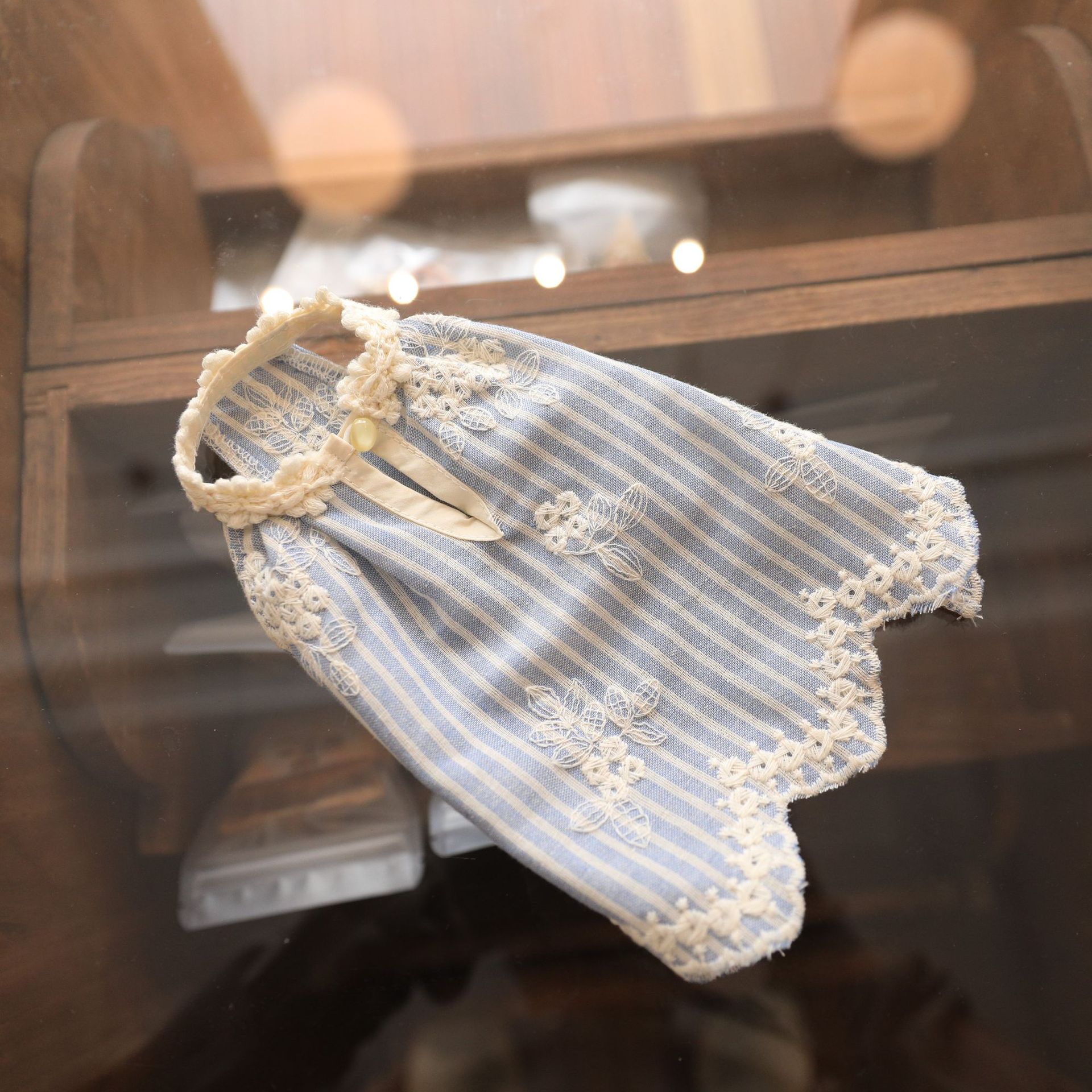 Pet Skirt Embroidered Striped Cotton dress Cool Breathable Dog Clothes Small Dog Yorkshire Bears