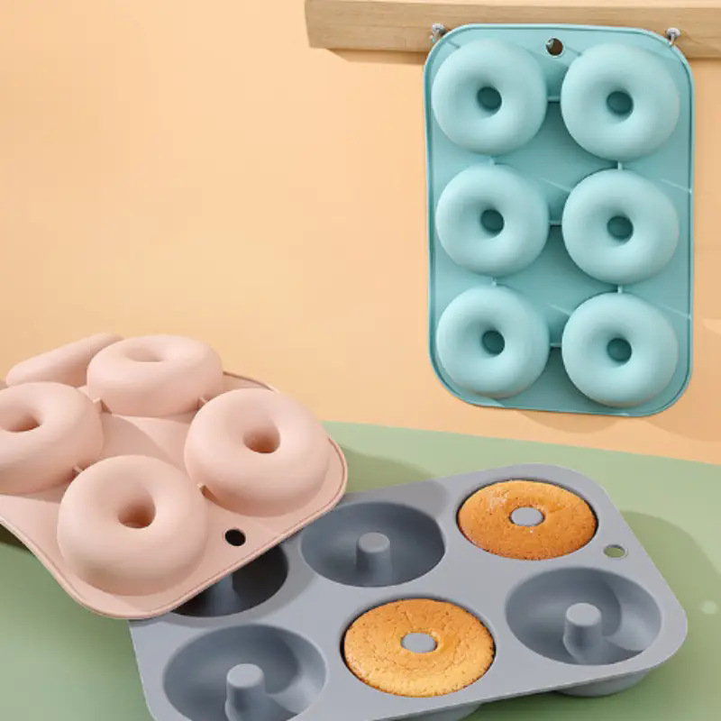 Cross-border Hot-selling Round Hamburger Bread Mold 6 Donuts Household French Bread Baking Pan Mold Easy to Demold