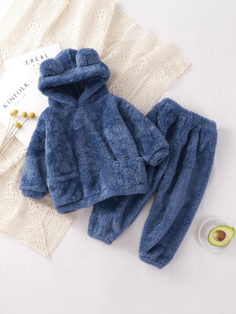 Children's Pajamas New Autumn and Winter Bear Home Set Cute Outer Wear Warm Clothes for Small and Medium-Sized Kidsren High-End Kidsren's Coveralls