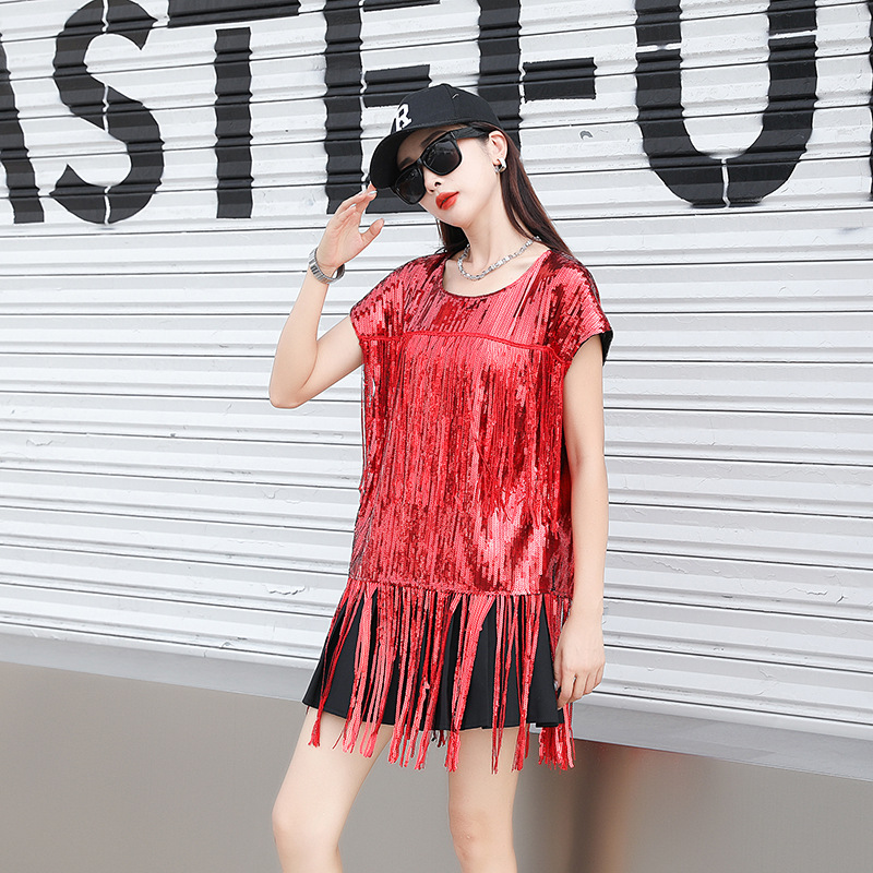 Popular Jazz Dance Clothing t Stage Tassel Sequins Cool Model Fashion Technology Sense Sequin Performance Clothing Catwalk Fashion Clothing