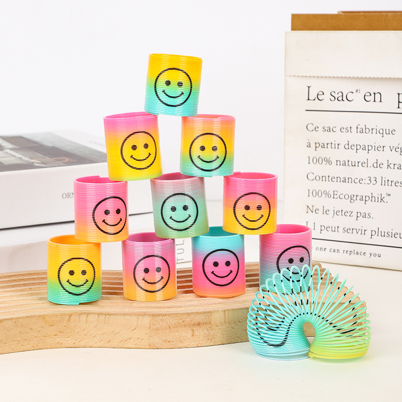 Manufacturer's Magic Rainbow Circle Mini Smiley Face Various Sizes Stacked Elastic Circle Colorful Nostalgic Children's Toys Wholesale