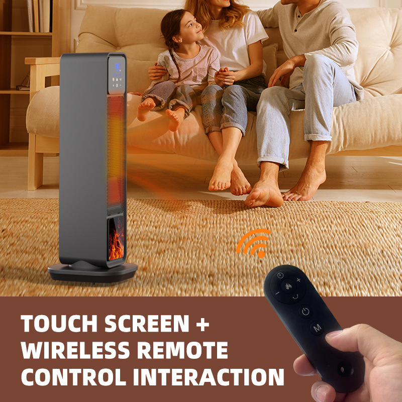 New heater household vertical electric heater fast heating fan small sun flame shaking head cross-border heater