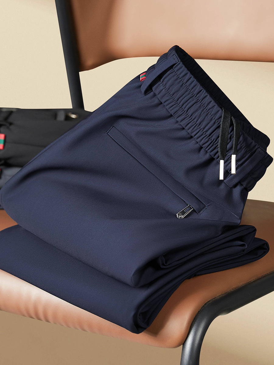 2024 Autumn Thick Sports Casual Trousers Men's Autumn and Winter Elastic Waist Men's Business Casual Pants Stretch Sports Pants