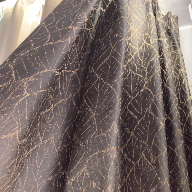 100% Full Blackout Curtains High-Precision Leaf Pattern Curtain Fabric Wholesale Cross-Border Foreign Trade Project