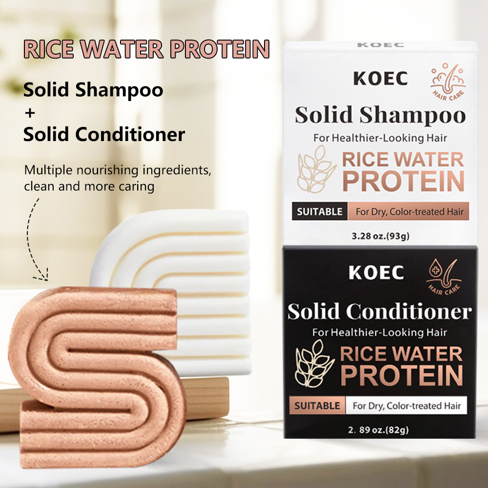 KOEC Rice Hair Wash and Protect Soap Combination Cleansing and Nourishing Solid Shampoo Conditioner suit Cross-border Explosions