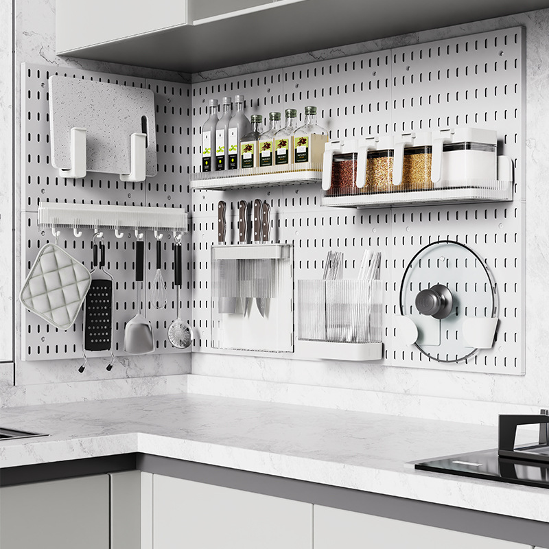 Round Hole Perforated Board Wall Storage Rack Shelf Stainless Steel Display Storage Jewelry Hardware Tool Universal Hanging Board Wall