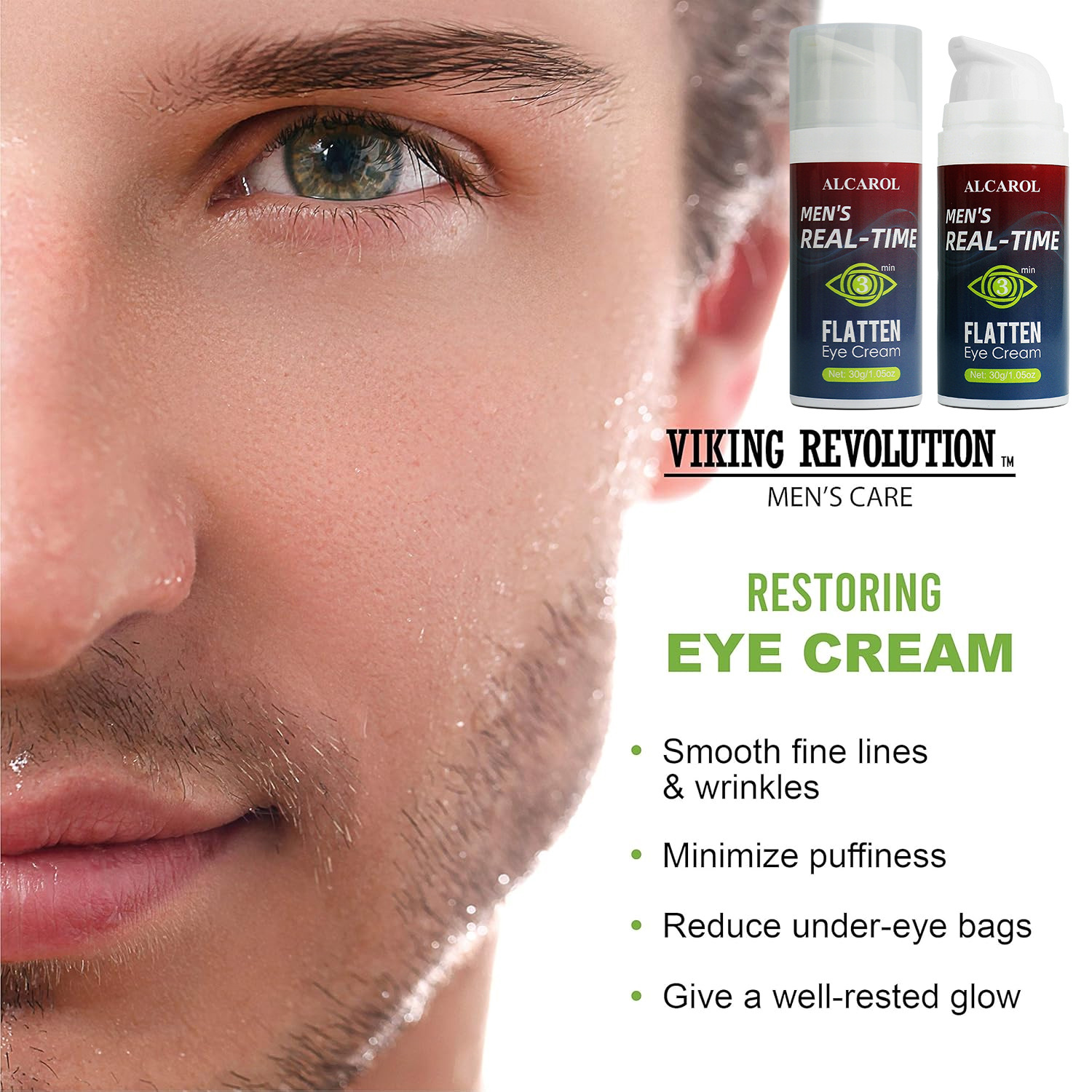 Source Manufacturer Cross-Border Popular Spot 30g Men's Eye Cream Brightens Eyes and Improves Fine Lines, Tightens and Removes Darkening
