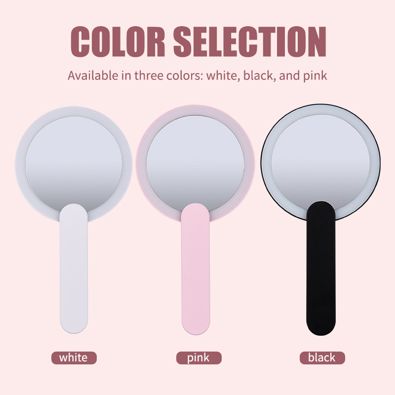 Cross-Border Mini Portable Makeup Mirror Magnetic Switch Mini Makeup Mirror Lamp Manicure Handheld Mirror Manicure Lamp