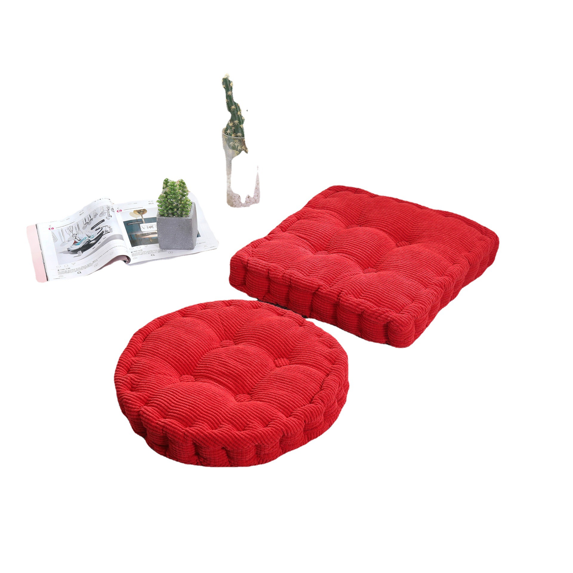Factory solid color corduroy corn grain cushion wholesale multi-color Japanese square round chair cushion student chair cushion