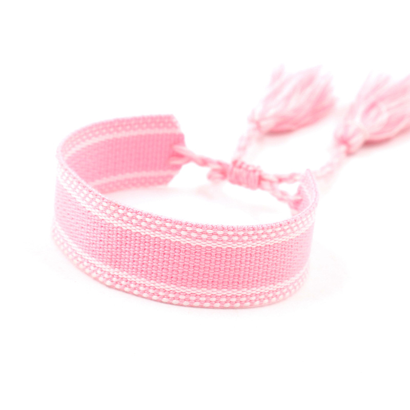 Spot Wholesale 326 Colors Optional Ethnic Style Blank Webbing Bracelet Can Be Embroidered Tassel Woven DIY Wrist Strap