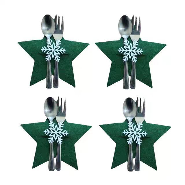 Christmas supplies Christmas tree knife and fork set black elk head gray five-pointed star tableware set table atmosphere layout