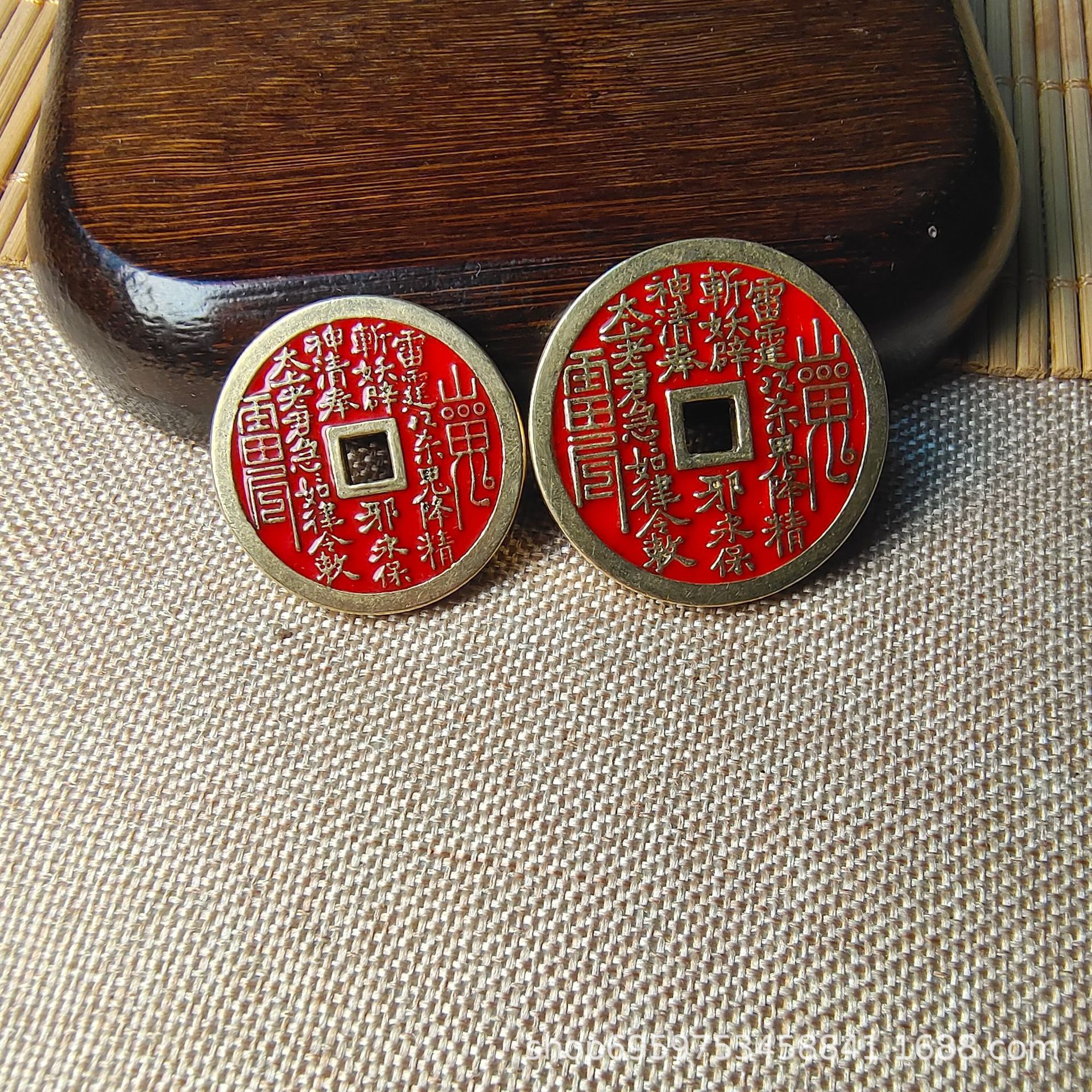 Factory direct supply thick pure copper mountain ghost spend money feng shui auspicious supplies cinnabar brass mountain ghost money gossip money wholesale