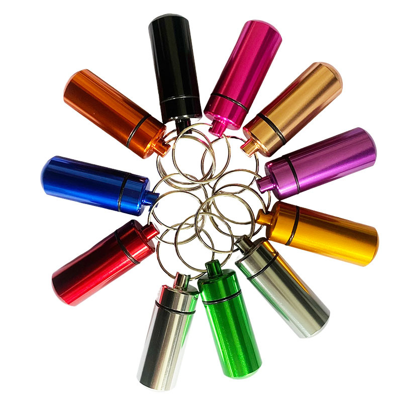 Round bottom aluminum alloy cartridge mini waterproof sealed metal medicine box mobile phone adapter storage earplug aluminum bottle