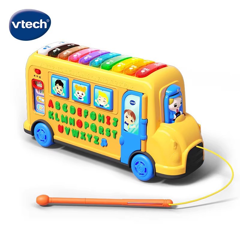 Weiyida 4-in-1 letter bus dragging toy car early education class xylophone children's music educational toy baby