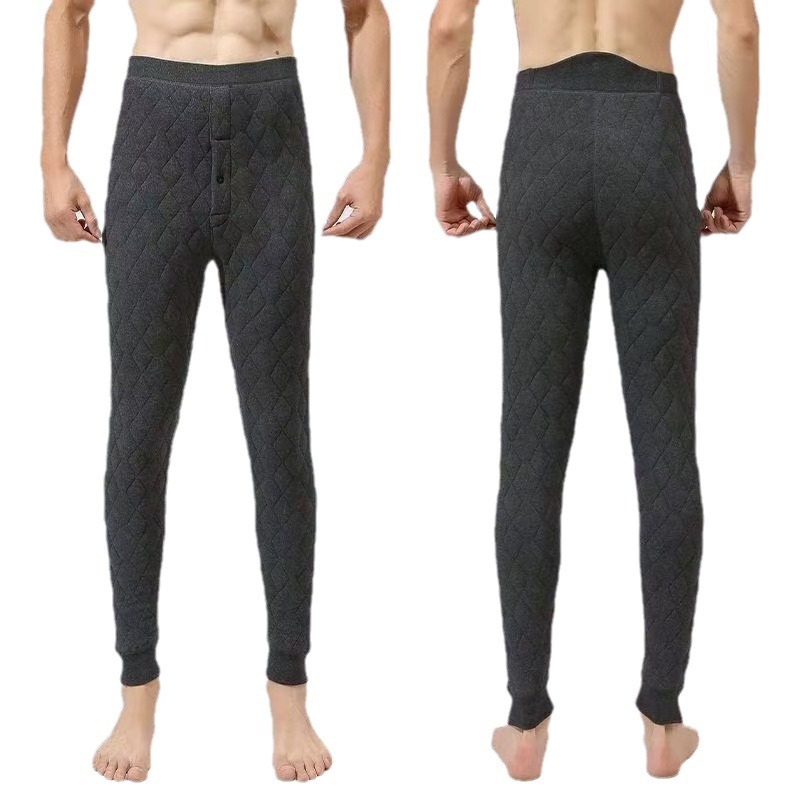 High-Waisted Knee-Protecting Thermal Pants for Men, Fleece-Lined, Thickened, Inner Wear, Extra Large Size, Cotton Pants, Silk Acrylic Cotton Pants