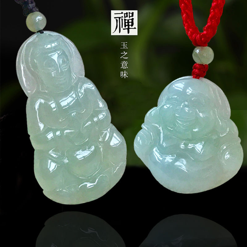 Guan Yu Natural Burmese Grade a Jadeite Guanyin Jade Buddha Pendant Jewelry Factory Direct Sale S1010317