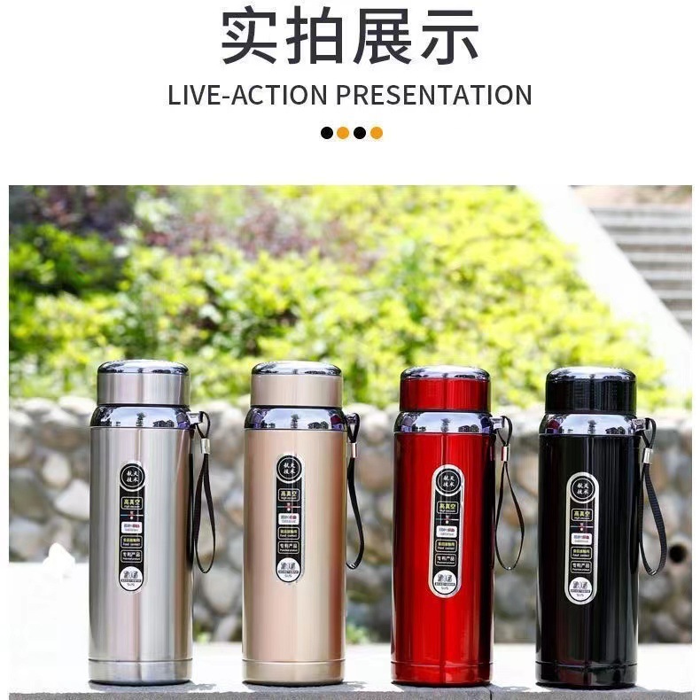 Thermos Cup Large Capacity Stainless Steel Insulation Kettle Outdoor Portable Car Travel Warm Water Cup Dragon 1000ml