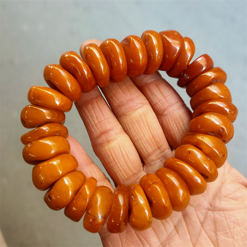 Antique Miscellaneous imitation beeswax resin crafts old beeswax money bag abacus beads with shape vintage bracelet