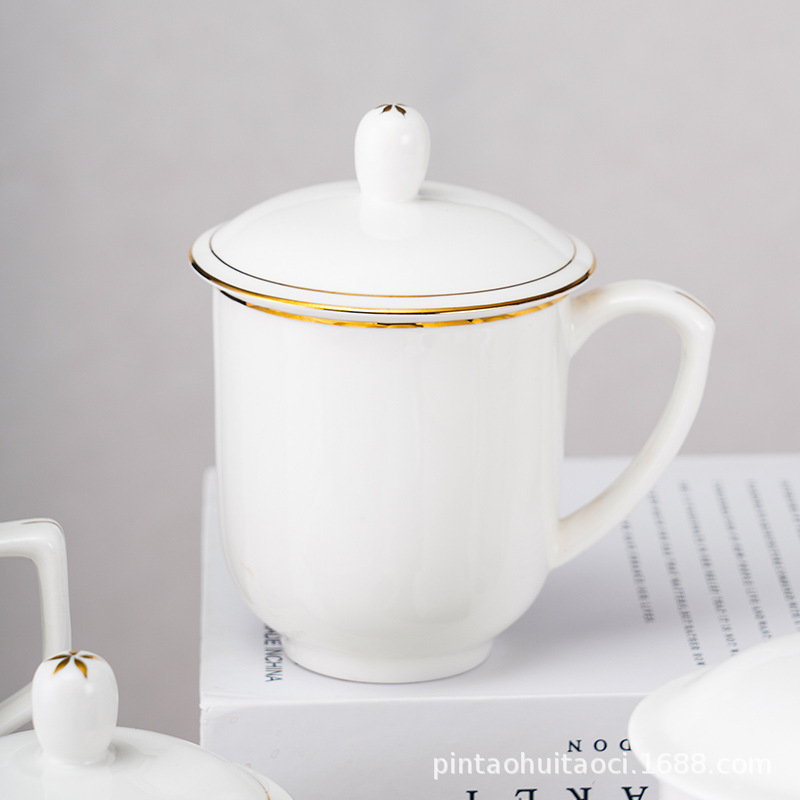 Керамическая чайная чаша с крышкой, ручная роспись, с логотипом