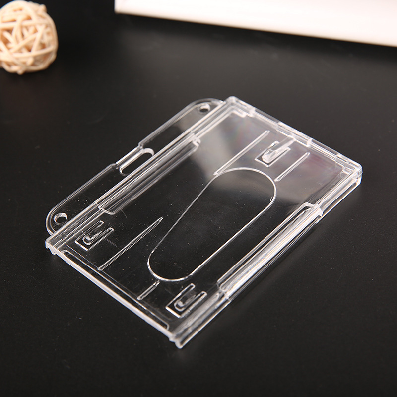Manufacturer Supplies Pc Large-Capacity Transparent Dual-Card Id Card Holder, Work Id Card Holder, Injection Molded Two-Card Id Holder