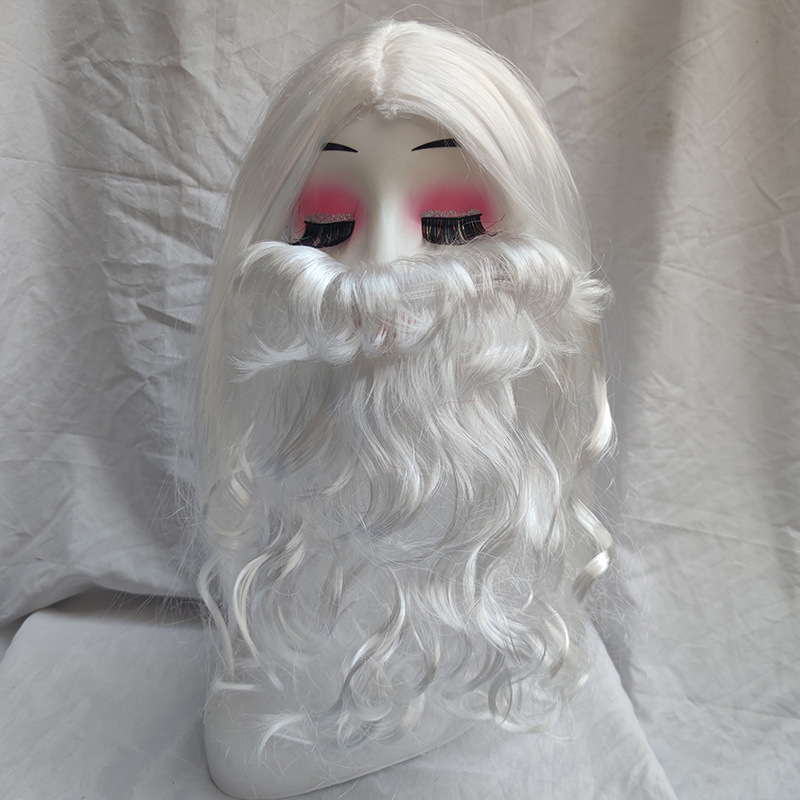 Santa Claus beard Santa Claus performance two-piece beard long curly hair headgear Halloween cos props