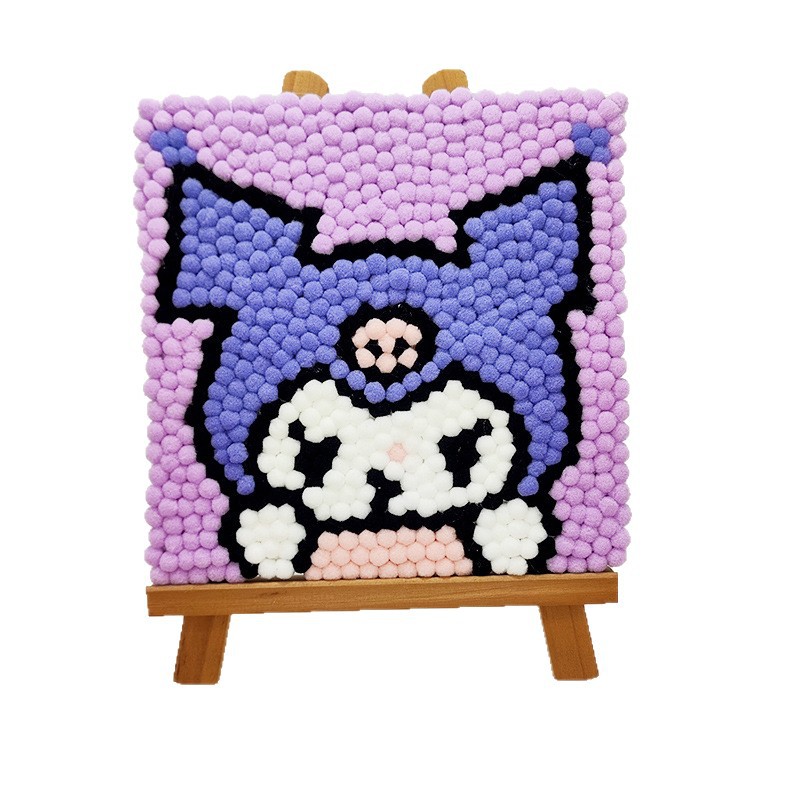 DIY Pom-Pom Painting Craft Kit Creative Children's Cartoon Anime Decorative Painting Sticker Painting Wholesale