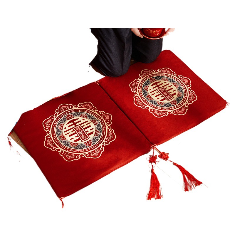 Kneeling Mat for Wedding Tea Ceremony, Sitting Blessing Mat, Pair of Toasting Kneeling Red Wedding Mats, Bride's Name Change, Complete Wedding Supplies