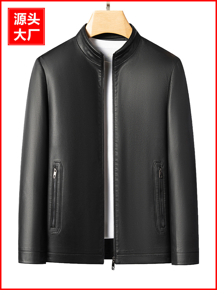 Enobani | Кожаная куртка для мужчин с популярным воротником | Толщина на выбор 2586