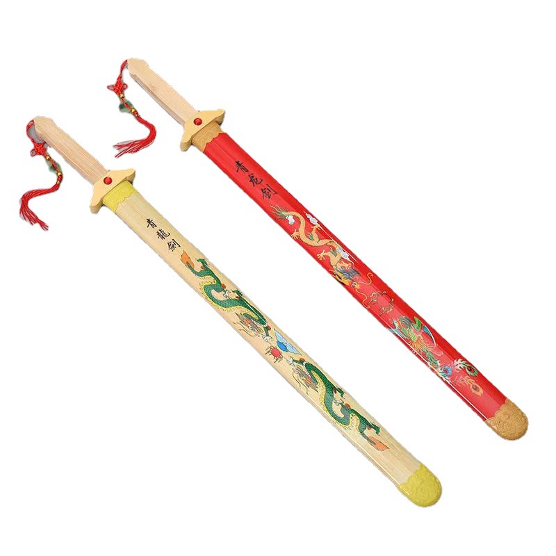 (Collection of Swords) Children's Wooden Toys Samurai Sword Sword Green Dragon Sword Temple Fair Street Stall Selling Toys