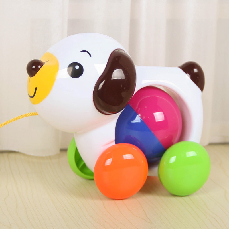 Baby drag toddler toy car kindergarten children 1-3 years old traction hand pull rope Bell duck pull string puppy