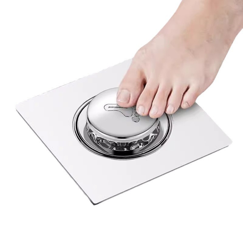 Toilet stainless steel floor drain deodorant sealing cover sewer pipe anti-return odor universal press foot bounce core